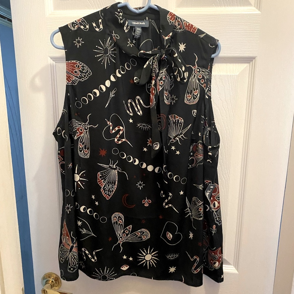 NWT Modcloth Sleeveless Ouija Print Blouse
